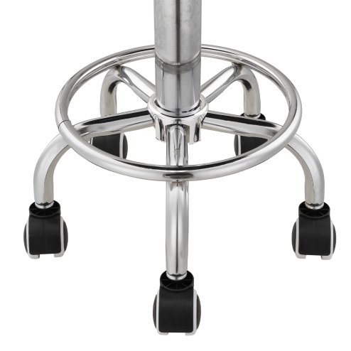 Living and Home Height-Adjustable PU Leather Round Salon Rolling Stool