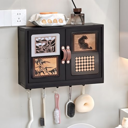 Living and Home Foldable Wall-Mounted Bathroom Storage Cabinet with Doors