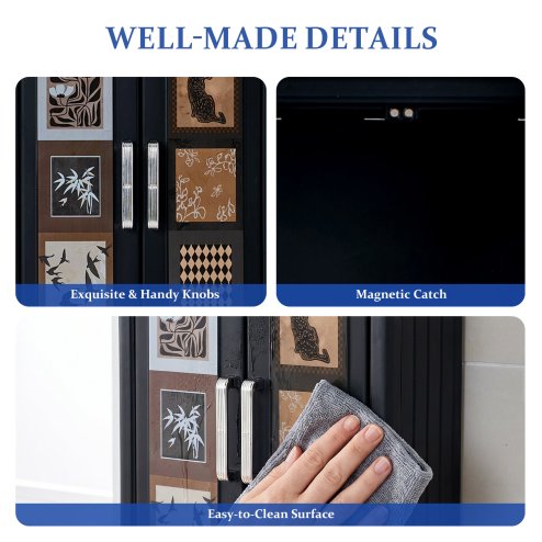 Living and Home Foldable Wall-Mounted Bathroom Storage Cabinet with Doors