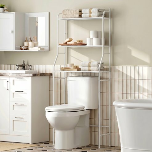 Living and Home 3-Tier Freestanding Over Toilet Storage Rack, 68cm W x 25cm D x 160cm H