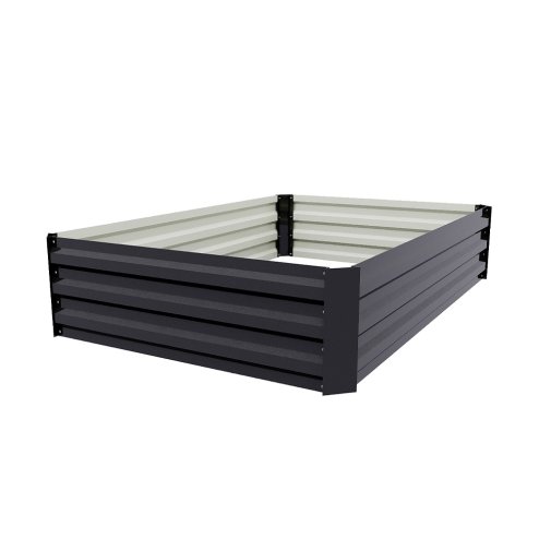 Living and Home Charcoal Black Rectangular Galvanised Steel Raised Garden Bed, 120cm W x 90cm D x 30cm H