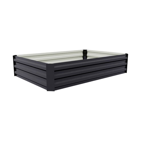 Living and Home Charcoal Black Rectangular Galvanised Steel Raised Garden Bed, 120cm W x 90cm D x 30cm H