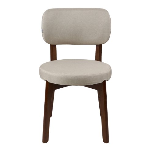 Living and Home 2Pcs Beige Upholstered Dining Chairs, Walnut Rubber Wood Frame Kitchen Side Chairs