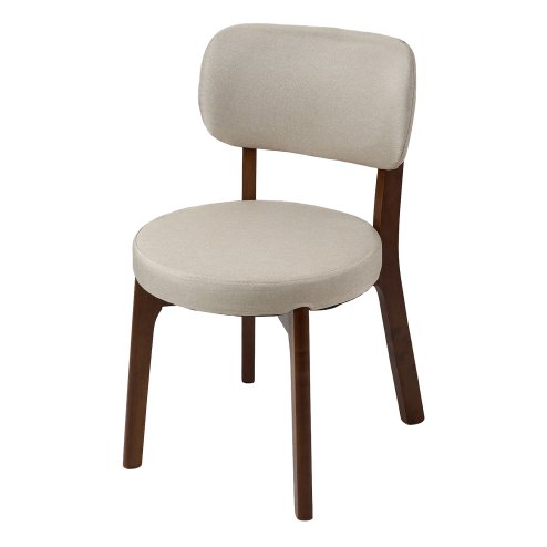 Living and Home 2Pcs Beige Upholstered Dining Chairs, Walnut Rubber Wood Frame Kitchen Side Chairs