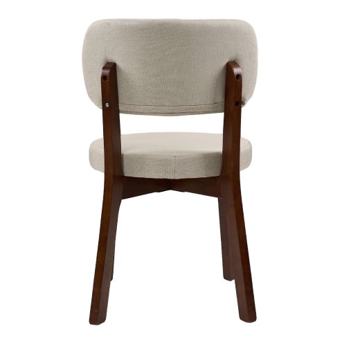 Living and Home 2Pcs Beige Upholstered Dining Chairs, Walnut Rubber Wood Frame Kitchen Side Chairs