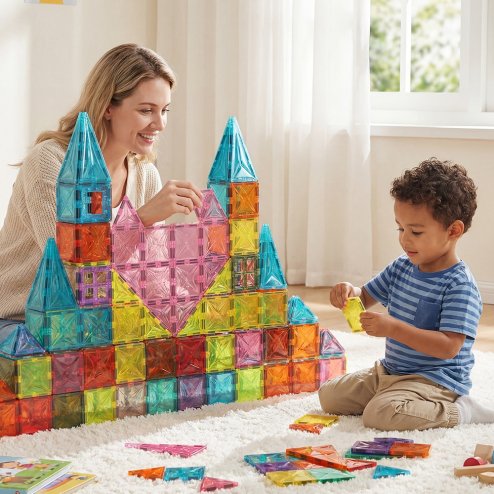 Living and Home 42-Piece Magnetic Tiles Building Set Educational Toys For Your Kids Image