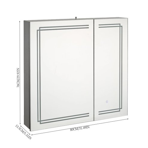 Living and Home 2-Door  Wall-mounted Bathroom Mirror Cabinet with Led Lights