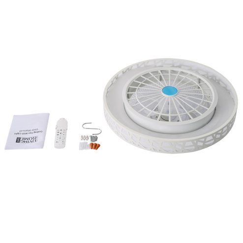 Living and Home Dia 50cm Round Acrylic Ceiling Mount LED Fan Light with Remote Controller, White