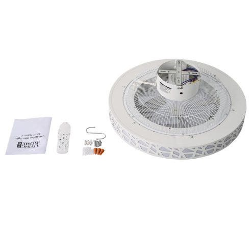 Living and Home Dia 50cm Round Acrylic Ceiling Mount LED Fan Light with Remote Controller, White