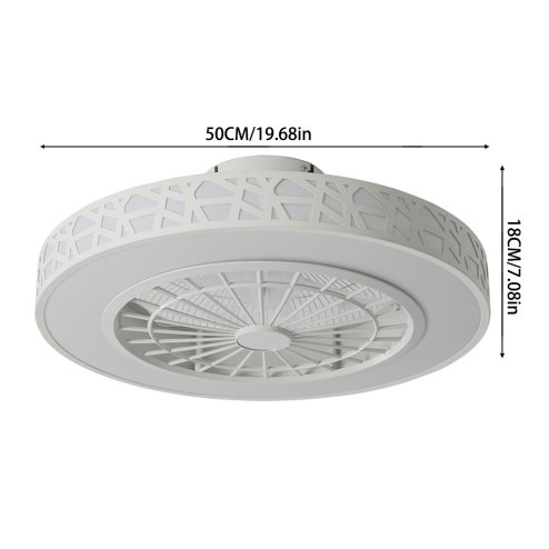 Living and Home Dia 50cm Round Acrylic Ceiling Mount LED Fan Light with Remote Controller, White