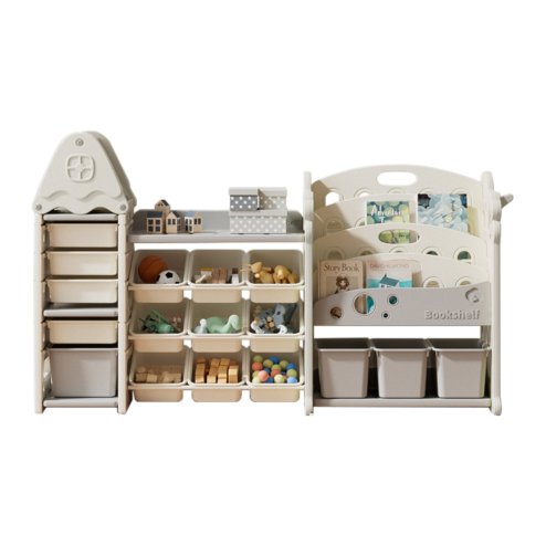 Living and Home Kids Large Plastic Toy Storage Organizer and Bookshelf Combination