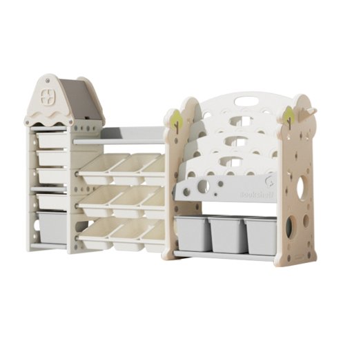 Living and Home Kids Large Plastic Toy Storage Organizer and Bookshelf Combination