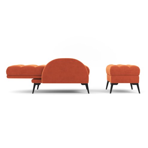 Living and Home Frosted Velvet Leisure Recliner with Footstool Metal Legs, Adjustable 110°-180° Recline, Orange