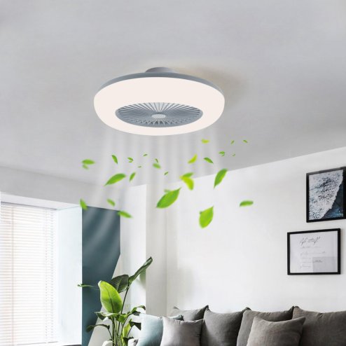 Living and Home 55cm Dia Round Acrylic LED Ceiling Light Fan with Remote Control, 3 Wind Speeds Image