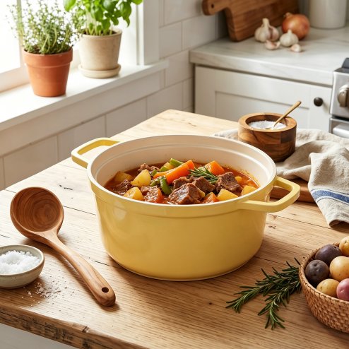 Living and Home 2.75 L Enameled Dutch Oven with Dual Handles and Lid