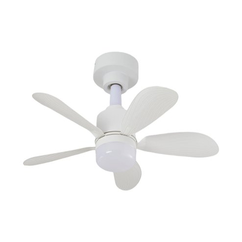 Living and Home Small All White 5 ABS Blades Ceiling Fan Light, Dimmable LED Fan Lamp with Remote & APP Control, 4 Speed Adjustable Mini Fan Light Fixture