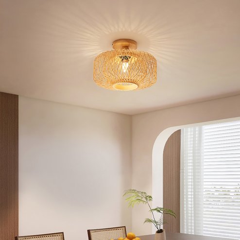 Living and Home E27 Bamboo-woven Ceiling Light Image