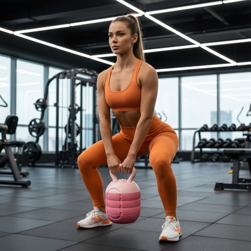 Living and Home Adjustable Water-Filled Kettlebell, 2-10kg Weight with Ergonomic Grip, Pink