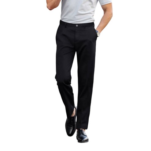Living and Home Casual Belted Trousers with Side Pockets, Black Image