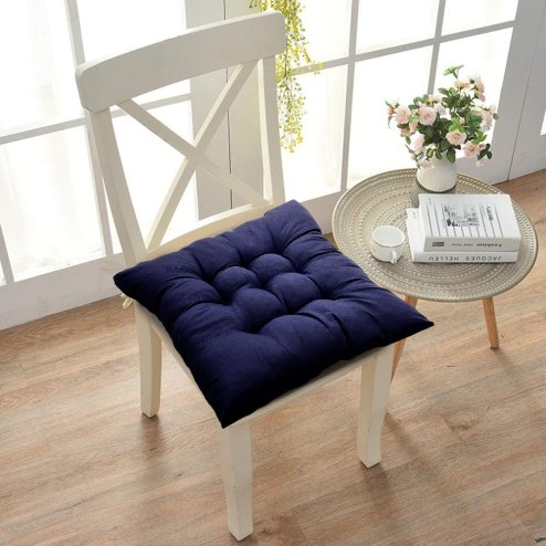 Living and Home 4Pcs Soft Thicken Tatami Seat Cushions, Seat Pads, 40cm W x 40cm D x 5cm H, Dark Blue Image