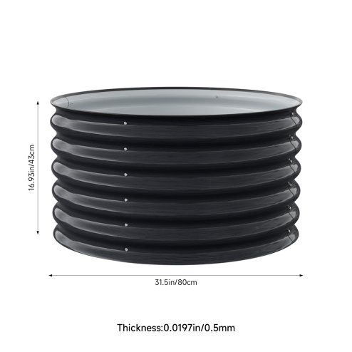 Living and Home 80cm Dia x 43cm H Round Metal Raised Garden Bed, Planter Box