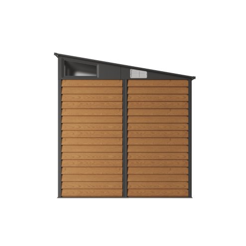 Living and Home 7.91 x 7.15FT Yellow Wood Grain Metal Garden Storage Shed w/ Double Lockable Doors & Acrylic Windows