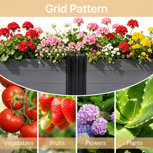 60cm W Rectangular Plastic Raised Garden Bed Planter Box with Water Reservoir