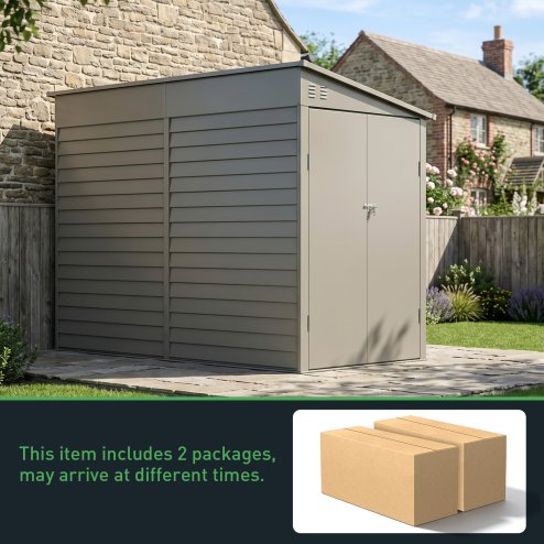 Living and Home 4.71 x 8.86FT Metal Pent Roof Garden Storage Shed, Grey