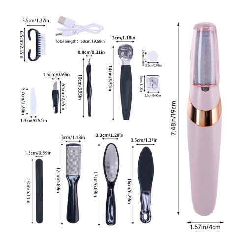 Living and Home Electric Pedicure Tools Set Callus Remover with Light