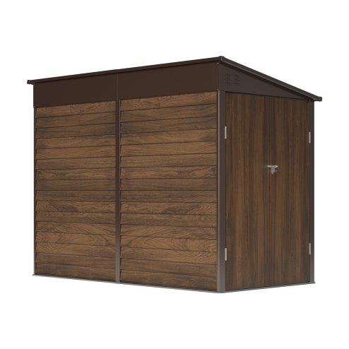 Living and Home 4.71 x 8.86FT Metal Pent Roof Garden Storage Shed, Brown Wood Grain