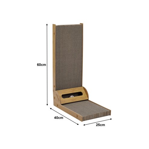 Corrugated L-shaped Cat Scratcher with Toys