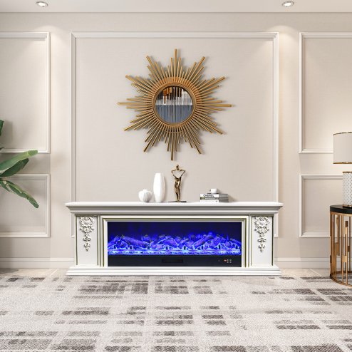 Living and Home TV Stand Electric Fireplace Adjustable Flame with Remote