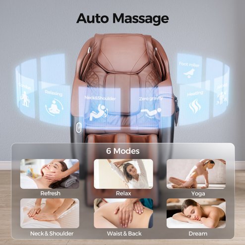 Living and Home Zero Gravity Full Body Massage Chair, PU Leather Electric Recliner with Back Heating, Bluetooth Speaker, Foot Rollers, Airbag Massage, USB Charging & Handheld Remote
