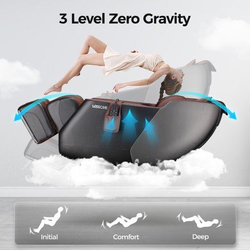 Living and Home Zero Gravity Full Body Massage Chair, PU Leather Electric Recliner with Back Heating, Bluetooth Speaker, Foot Rollers, Airbag Massage, USB Charging & Handheld Remote