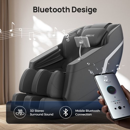 Living and Home Zero Gravity Full Body Massage Chair, PU Leather Electric Recliner with Touch Screen Control, Back Heating, Bluetooth Speaker, Full Body Airbag Massage, Foot Rollers and USB Charging