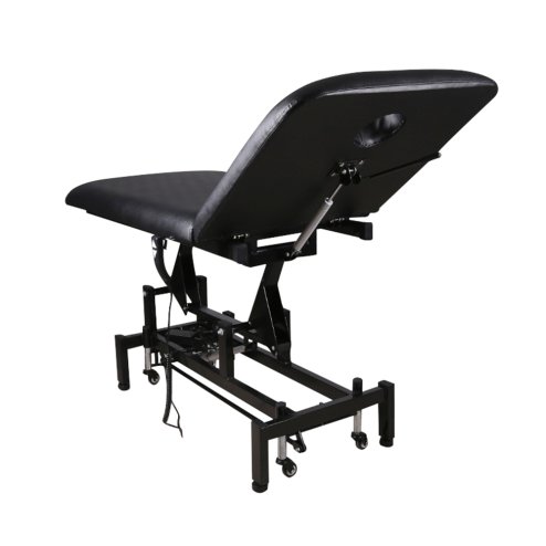 Living and Home Electric Height Adjustable Massage Table, Reclining Facial Spa Bed with Backrest Adjustment, Mobile Beauty Tattoo Bed with Wheels, 180cm Black PU Salon Treatment Bed