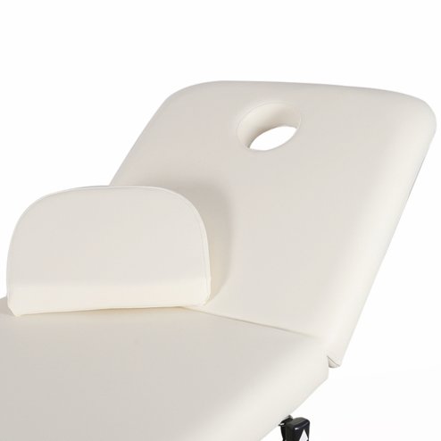 Living and Home Electric Height Adjustable Massage Table, Reclining Beige Facial Spa Bed with Manual Backrest, Mobile Beauty Tattoo Bed with Wheels, 180cm Salon Treatment Bed