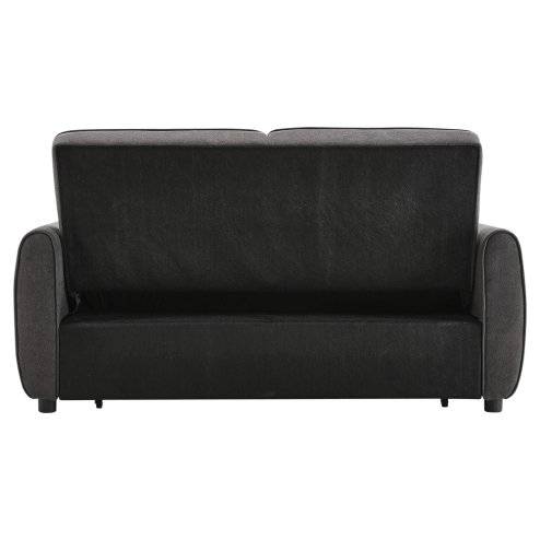 Living and Home Dark Grey Fabric Convertible 2 Seater Sofa Bed with 2 Throw Pillows, Foldable Pull Out Sofa Bed for Living Room