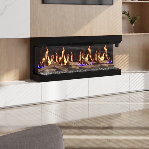 50inch 3-Sided Freestanding Smart Electric Fireplace with Remote Control, 12 Flame Colours and 5 Brightness Modes