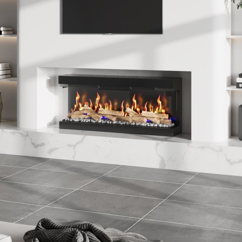 50inch 3-Sided Freestanding Smart Electric Fireplace with Remote Control, 12 Flame Colours and 5 Brightness Modes