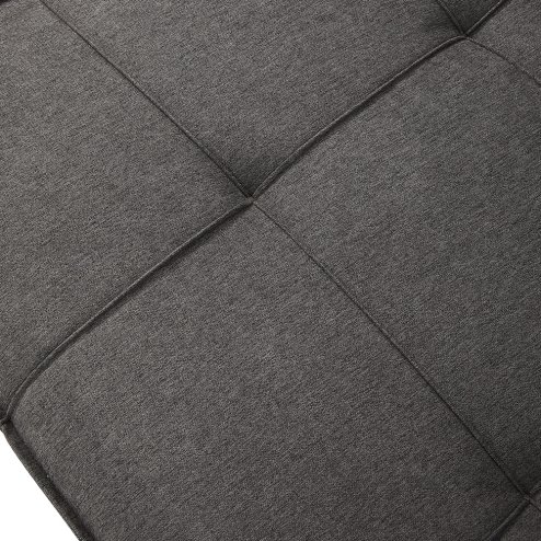 Living and Home Dark Grey Linen Convertible Sofa Bed, 3 Position Adjustable Futon Sofa with Metal Legs for Guest Room