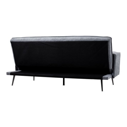 Living and Home Grey Fabric 3-Seater Convertible Sofa Bed, Modern Sleeper Sofa with Metal Legs and 2 Throw Pillows