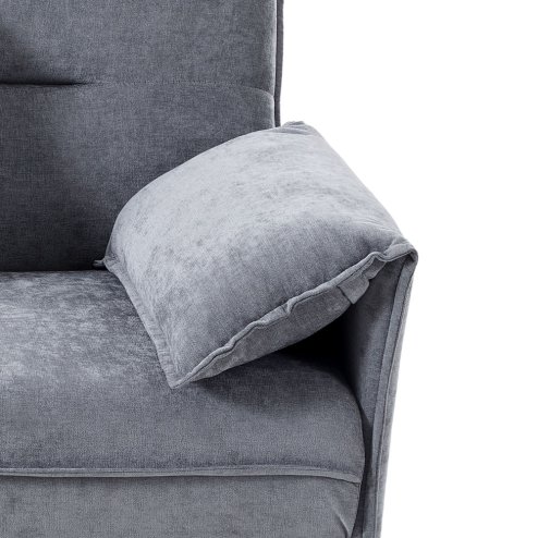 Living and Home Grey Fabric 3-Seater Convertible Sofa Bed, Modern Sleeper Sofa with Metal Legs and 2 Throw Pillows