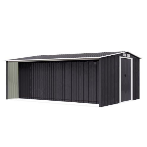  10.83ft x 8ft Garden Metal Storage Shed with Log Storage