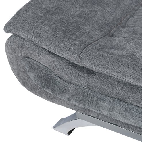 Living and Home Grey Linen Convertible Sofa Bed, Curved Shell Shaped Sleeper Sofa with Metal Legs and 2 Throw Pillows