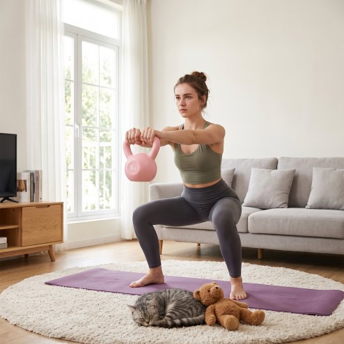 Pink 5lbs Strength Training Kettlebell with Non-Slip Handle