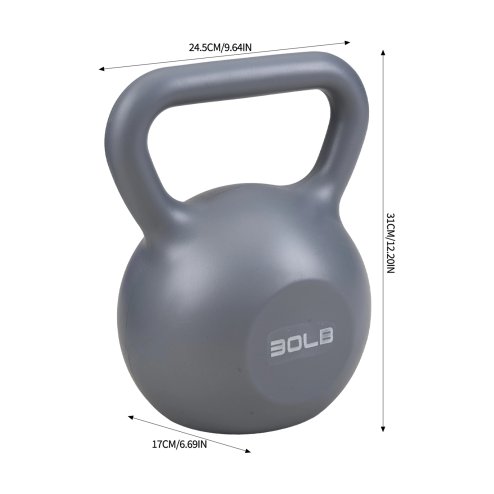 Grey 30lbs Strength Training Kettlebell with Non-Slip Handle