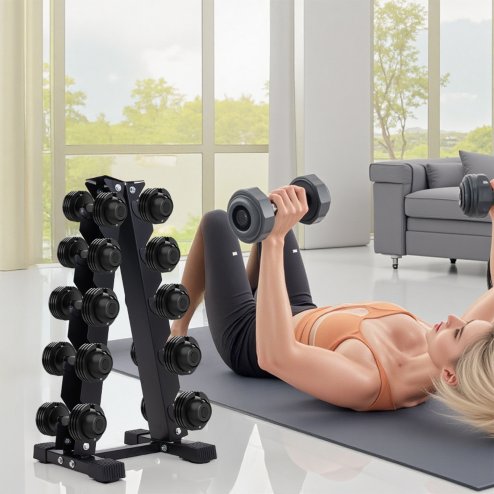 5-Tier Compact A-Frame Dumbbell Rack for Home