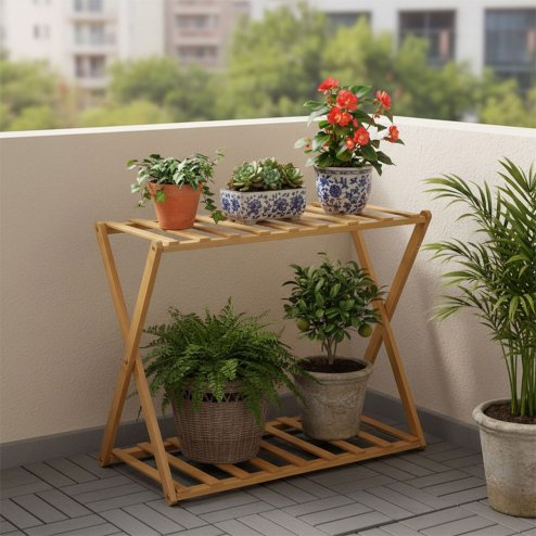 2-Tier Bamboo Storage Shelf Image