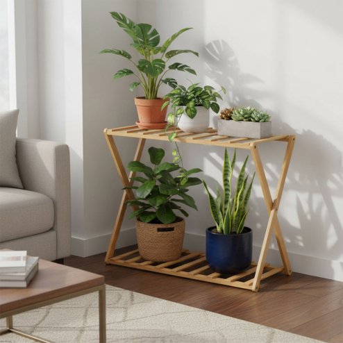 2-Tier Bamboo Storage Shelf